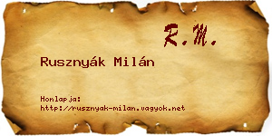 Rusznyák Milán névjegykártya